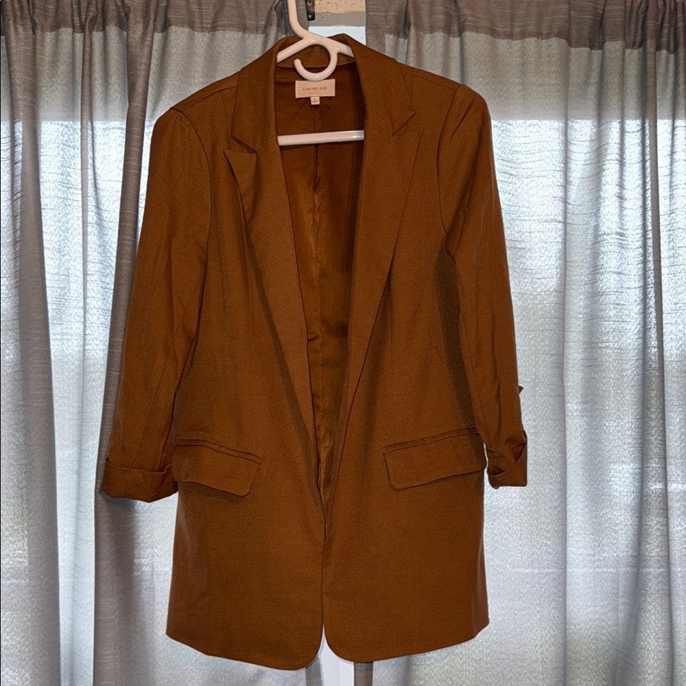 Skies Are Blue Brown Tailored Blazer with Notched Lapel